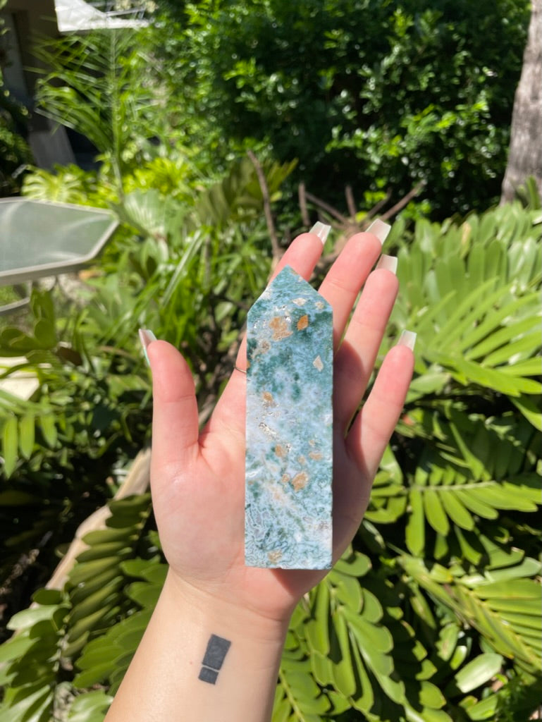 Ocean Jasper/Moss Agate Tower