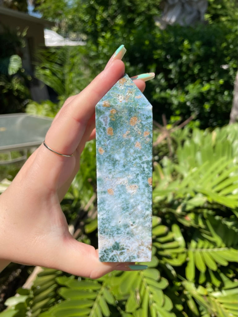 Ocean Jasper/Moss Agate Tower