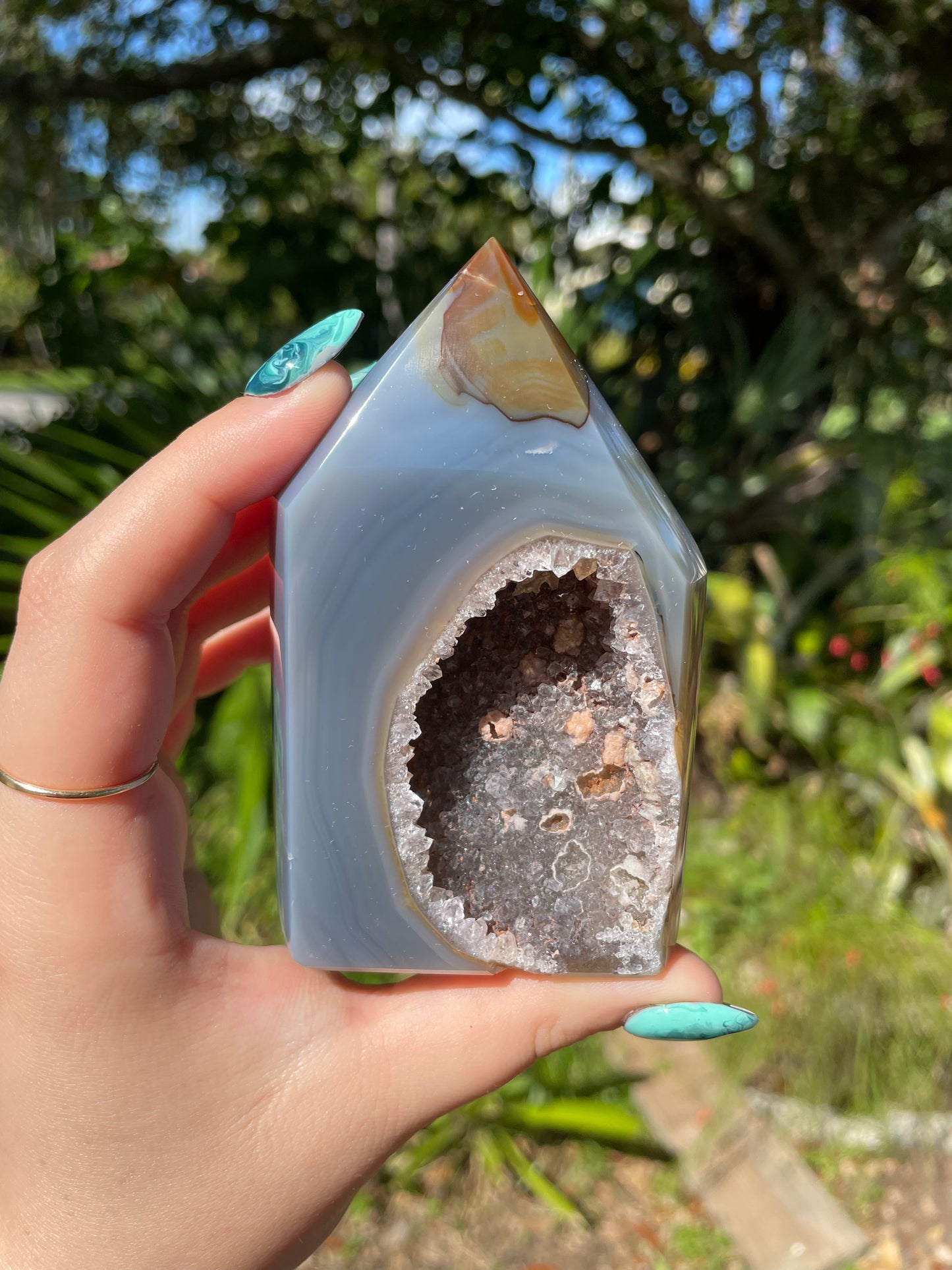 Large Druzy Agate Tower