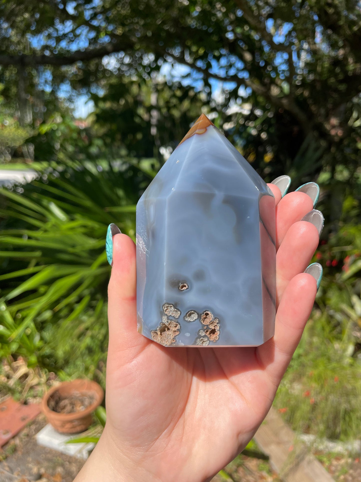 Large Druzy Agate Tower