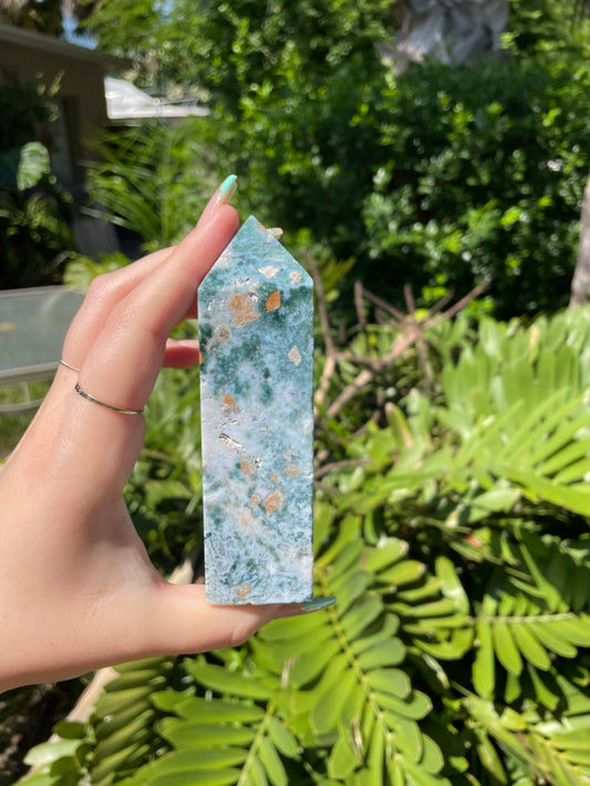 Ocean Jasper/Moss Agate Tower